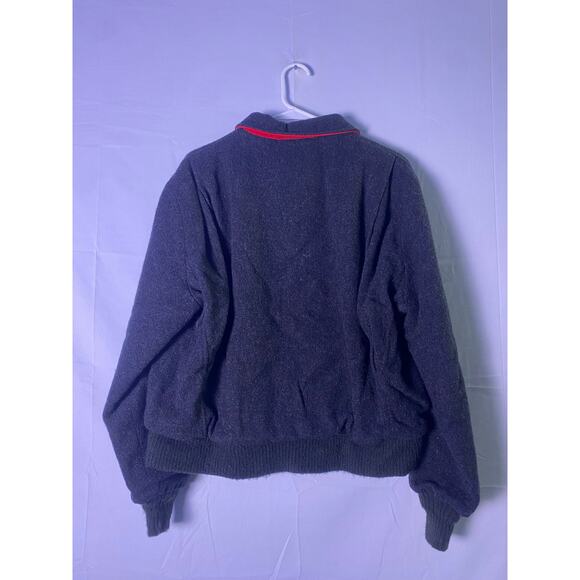 Vintage Woolrich Bomber Harrington Jacket Plaid Lined Wool Blend Black Large - Picture 2 of 3